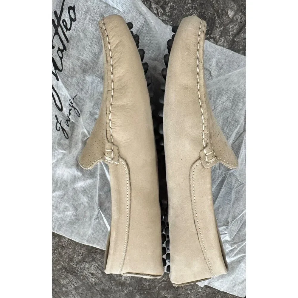 Massimo Matteo Womens‎ Perf Venetian Driver Cinza Nubuck Beige Sz 10B